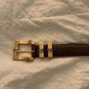 Women’s brown and gold snakeskin embossed belt from Brighton size M